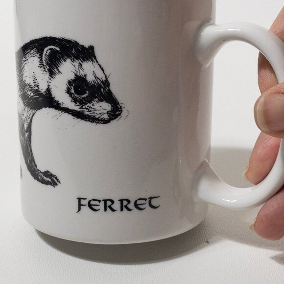 Ferret Ceramic Mug Porcelain By Rosalinde Black and White - Picture 3 of 9